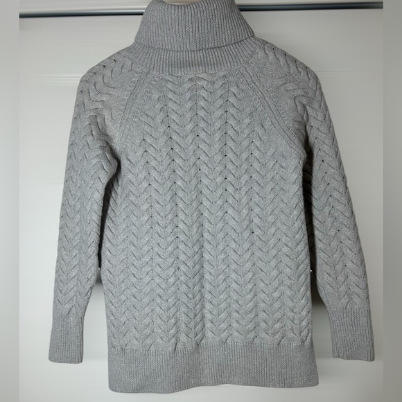 Aritzia Wilfred Free 100% Wool Turtleneck Chevron Pattern Sweater Size Sm Gray - Picture 10 of 13